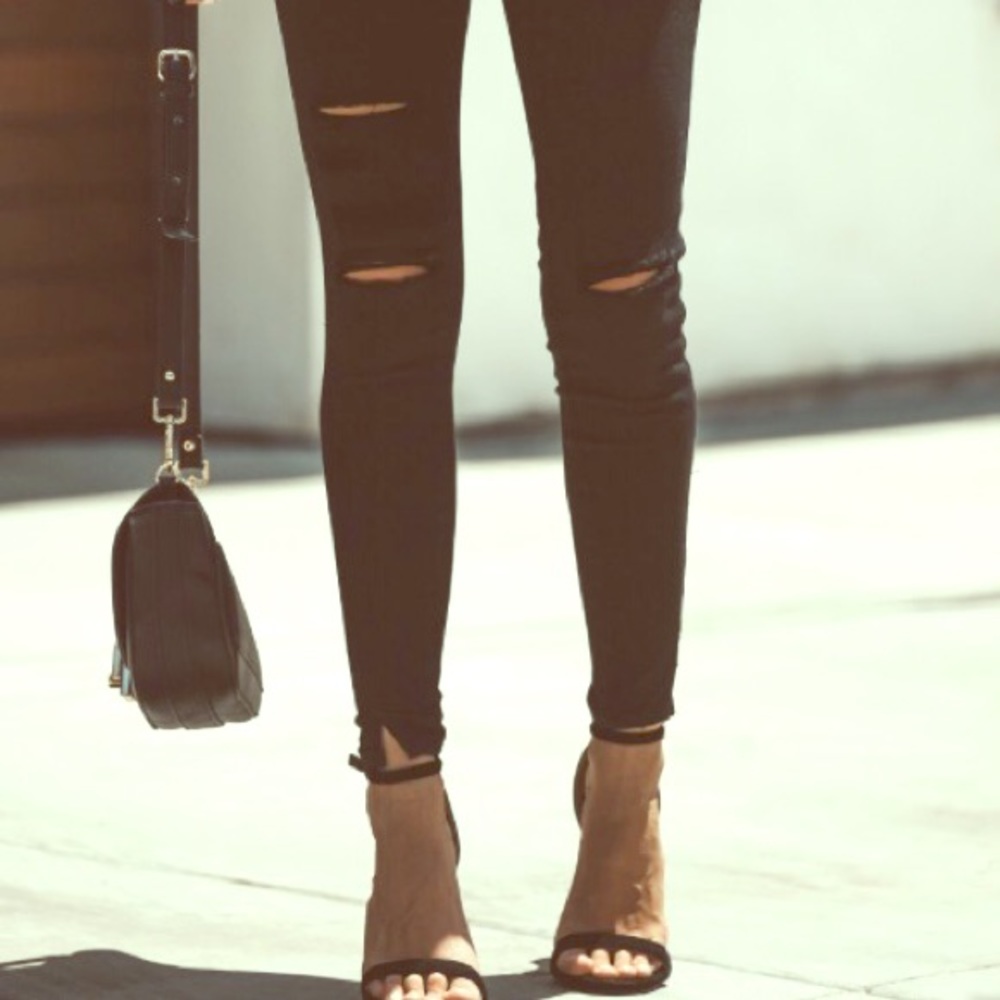 Kancan black distressed split ankle jeans